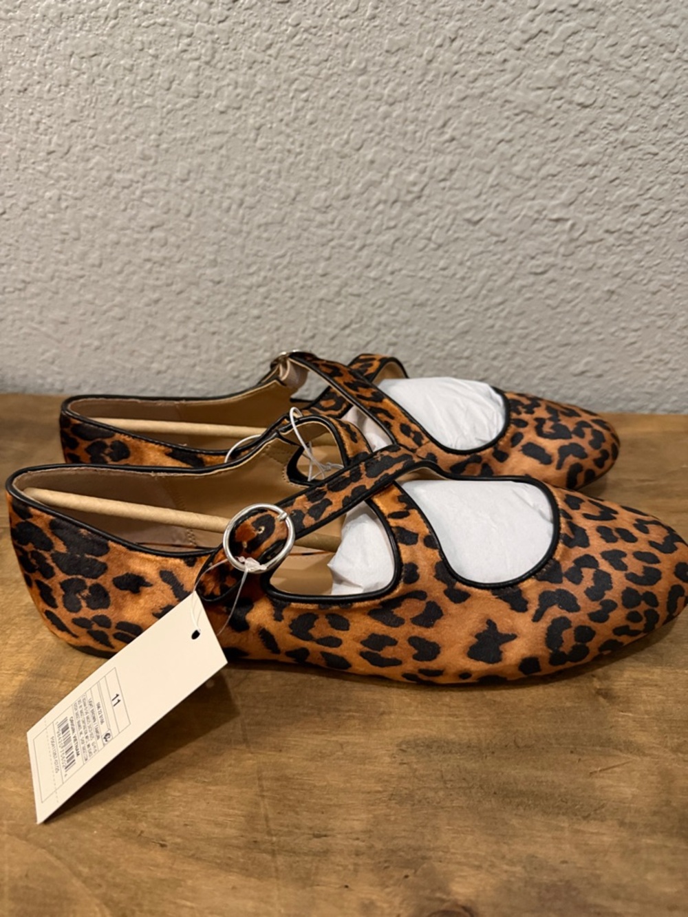 a new day Leopard Print Mary Jane Flats - Tan and Black size 11 NEW WITH TAGS - Picture 3 of 7